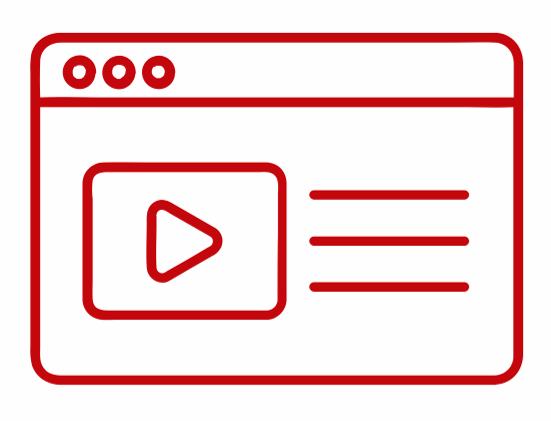 video player drawn in red